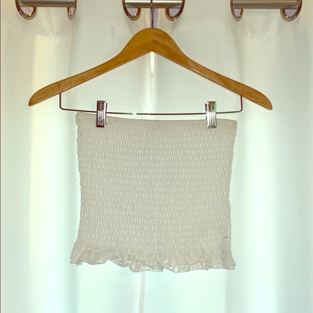 White Ruched Tube Top